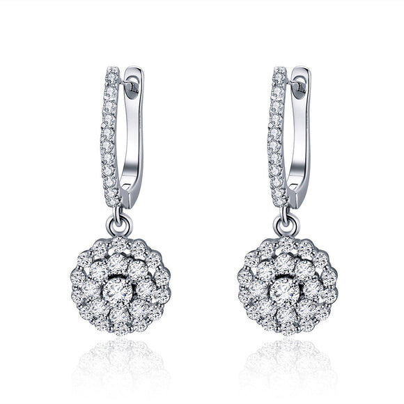 925 Sterling Silver Plated Platinum Pavé Setting CZ Earrings