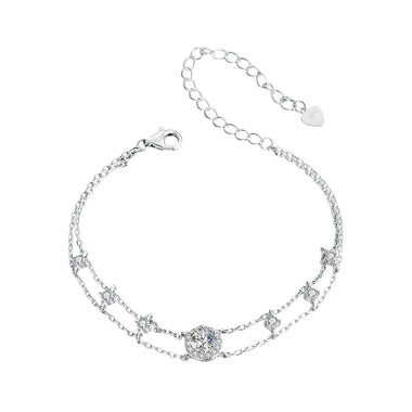 925 Sterling Silver 5.0mm Moissanite Bracelet with CZ and White Gold Plating for Women
