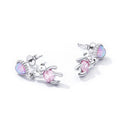 925 Sterling Silver Earrings with Translucent Opal and CZ for Women-4