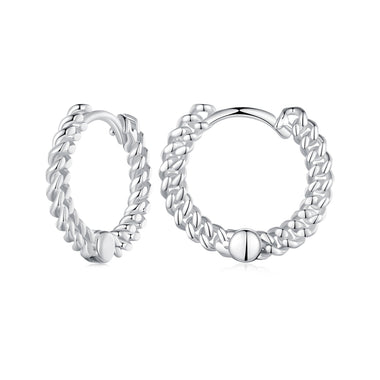 925 Sterling Silver Earrings Size 14*1.5mm Plated Platinum for Women - 0