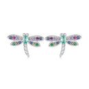 925 Sterling Silver Earrings with Pavé CZ and Transparent Glass-2