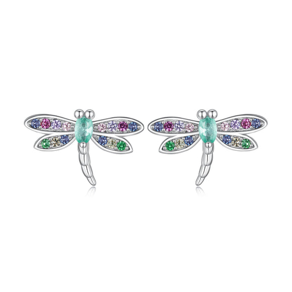 925 Sterling Silver Earrings with Pavé CZ and Transparent Glass