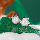 925 Sterling Silver White Gold Plated Enamel Earrings with Shell Pearl for Women-2