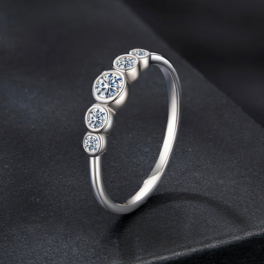 925 Sterling Silver Moissanite Ring Size 6, 0.20ct, Plated White Gold for Women - 0