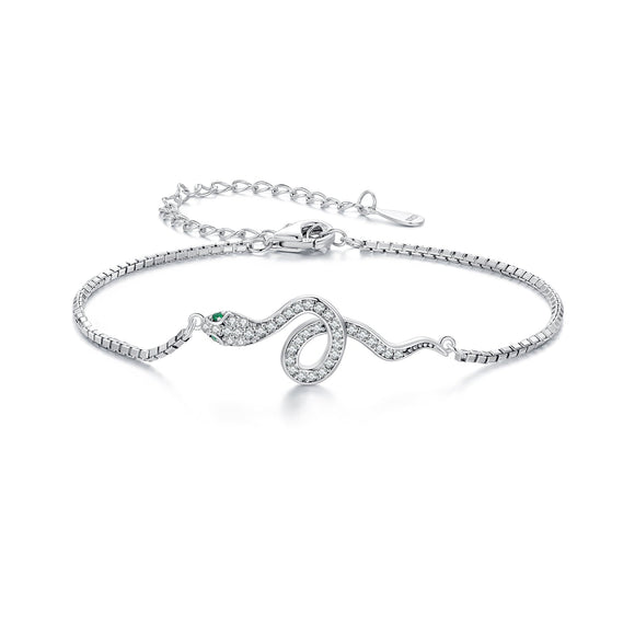 S925 Sterling Silver & Pavé CZ Platinum-Plated Bracelet
