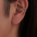 925 Sterling Silver Hoop Earrings with Pavé Setting CZ in White Gold-5