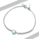 925 Sterling Silver Adjustable Bracelet with Translucent Opal and CZ for Women-5