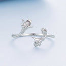 925 Sterling Silver Plated White Gold 0.7cm Flower Ring-3