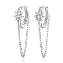 925 Sterling Silver Earrings with Pavé Setting and Platinum Plating, 2.7 x 0.6 cm for Women-1