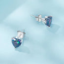 925 Sterling Silver Earrings 7mm Width with Transparent Glass for Women-6