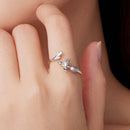 925 Sterling Silver Oxidized Silver Bird Ring for Women - 0.14cm Width, 0.7cm Bird Size-7