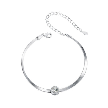 925 Sterling Silver 5.0mm Moissanite Bracelet with White Gold Plating for Women - 0