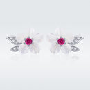 925 Sterling Silver Earrings with Pavé Setting CZ and High-Quality Nacre-4