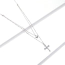 925 Sterling Silver Adjustable Platinum Plated Necklace with CZ - 1.4cm for Women-3
