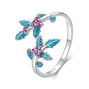 925 Sterling Silver Enamel White Gold Plated Ring with CZ for Women-3