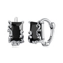 925 Sterling Silver Earrings with CZ and Oxidized Finish for Women-1