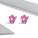 S925 Sterling Silver CZ Pavé Enamel Oxidized Earrings-5