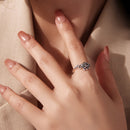 925 Sterling Silver Oxidized Adjustable Ring for Women-7