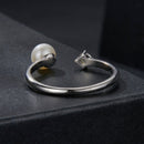 925 Sterling Silver Moissanite Quality Shell Pearl Ring for Women - Size E-1