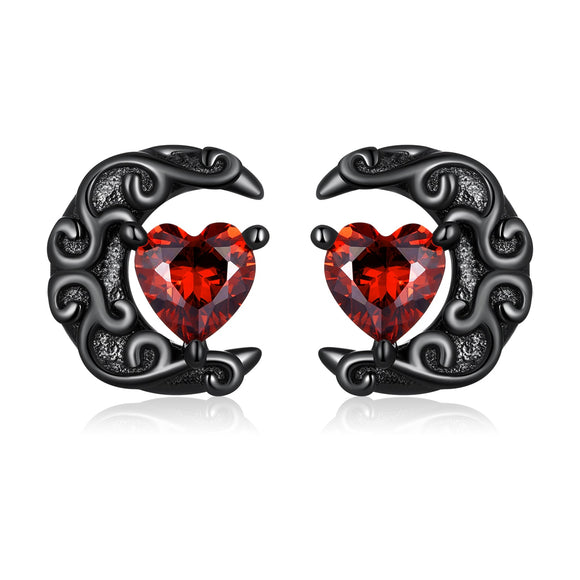 925 Sterling Silver Earrings with Pavé Setting CZ in Black Gold Plating