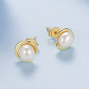 925 Sterling Silver Freshwater Pearl Gold Plated Earrings-3