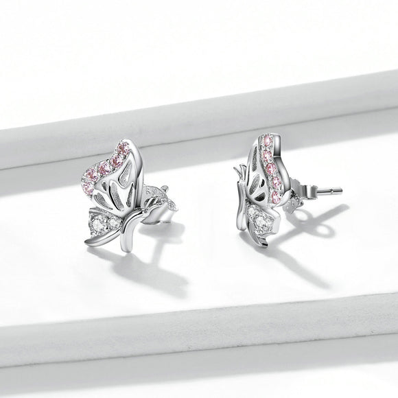 925 Sterling Silver Earrings with CZ in Pavé Setting