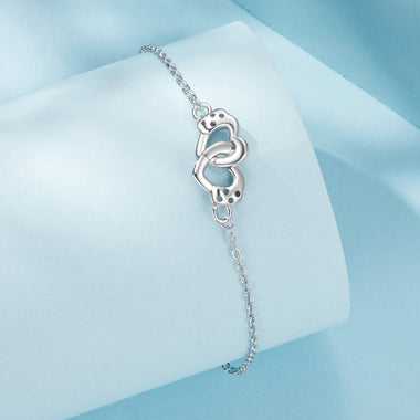 925 Sterling Silver White Gold Plated Chain Bracelet for Women - 0