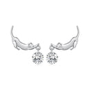 925 Sterling Silver White Gold Plated CZ Earrings 1.6x1.7cm for Women-2