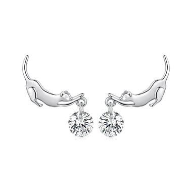 925 Sterling Silver White Gold Plated CZ Earrings 1.6x1.7cm for Women - 0