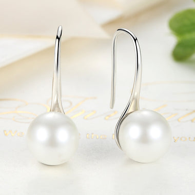 925 Sterling Silver Genuine Shell Pearl Earrings for Women - 0