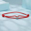 925 Sterling Silver Adjustable Bracelet with CZ and Cotton Rope for Women-3