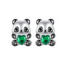 925 Sterling Silver Earrings with Pavé Setting CZ in White and Black Gold-1