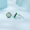 925 Sterling Silver Earrings with Pavé Set CZ & White Gold Plating, 0.75cm for Women-4