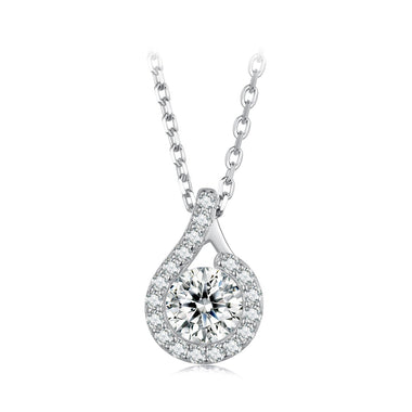 925 Sterling Silver Moissanite Necklace with CZ, 400mm Length, 15x10mm Pendant for Women - 0