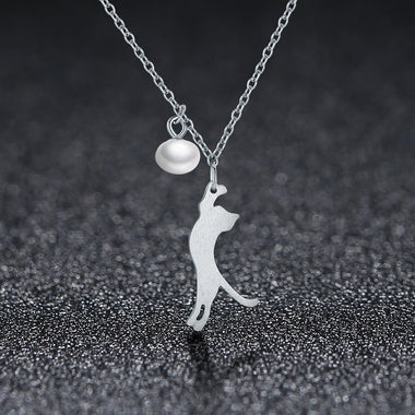 925 Sterling Silver 0.6 Carat Pearl Necklace for Women - 0