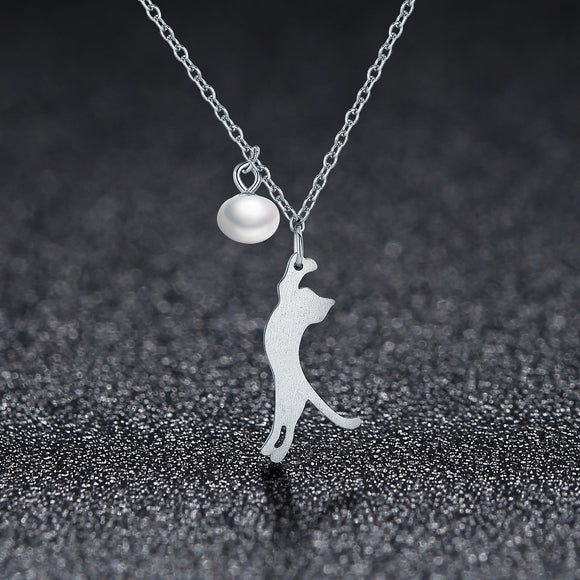 925 Sterling Silver 0.6 Carat Pearl Necklace for Women
