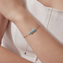 925 Sterling Silver White Gold Plated Bracelets with Synthetic Turquoise for Women-9