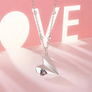 925 Sterling Silver Necklace with Transparent Glass, 18x15mm Pendant for Women-3