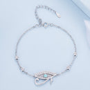 925 Sterling Silver Pavé Setting CZ & Translucent Opal Bracelet 160+50mm for Women-3