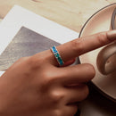 925 Sterling Silver Enamel White Gold Plated 5mm Ring-6