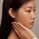 S925 Sterling Silver Small Platinum Plated Earrings with Pavé Setting CZ-7