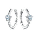 925 Sterling Silver Earrings with CZ and White Gold Plating, 1.3cm for Women-2