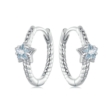 925 Sterling Silver Earrings with CZ and White Gold Plating, 1.3cm for Women - 0