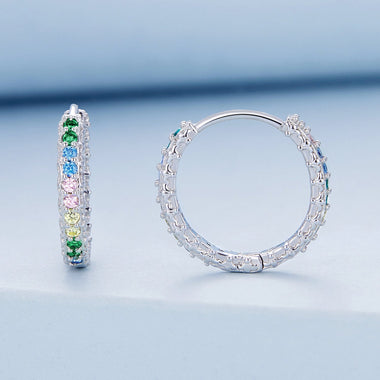 925 Sterling Silver Stud Earrings with CZ in Pavé Setting - 0