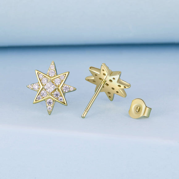 925 Sterling Silver Pavé Setting Gold Plated Earrings