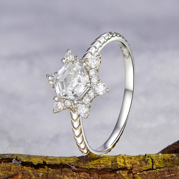 925 Sterling Silver White Gold Plated Ring with Pavé Set CZ, Size 6.0