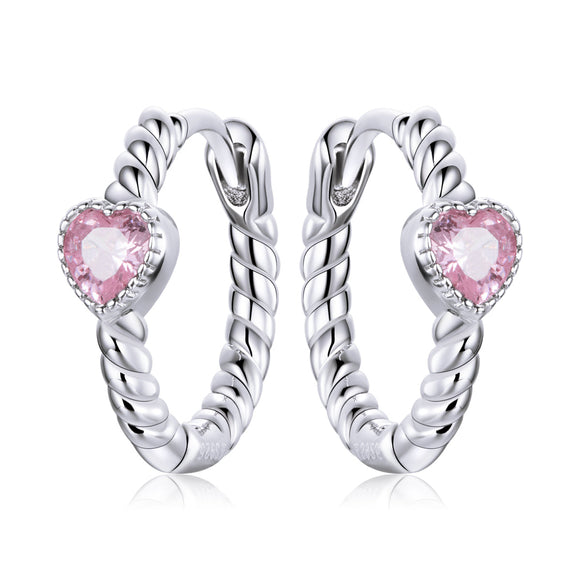 925 Sterling Silver CZ Earrings with Pavé Setting 1.3cm for Women