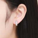 925 Sterling Silver Earrings with Pavé Setting CZ 1.3*0.4cm-6