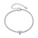 925 Sterling Silver Moissanite Heart Bracelet for Women - Silver - 15+6cm Length, 0.3cm Thickness-1