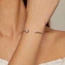 925 Sterling Silver Bracelet with Pavé Setting CZ, Inner Diameter 550mm, 2.0mm Wide, Unisex-6